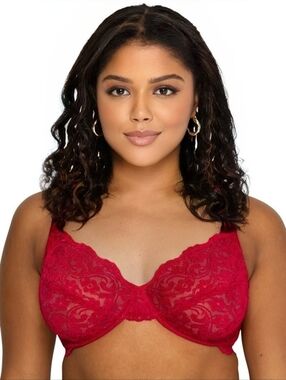 ❤️ Lane Bryant Cacique Full Coverage Red Lace Bra Size 42DDD